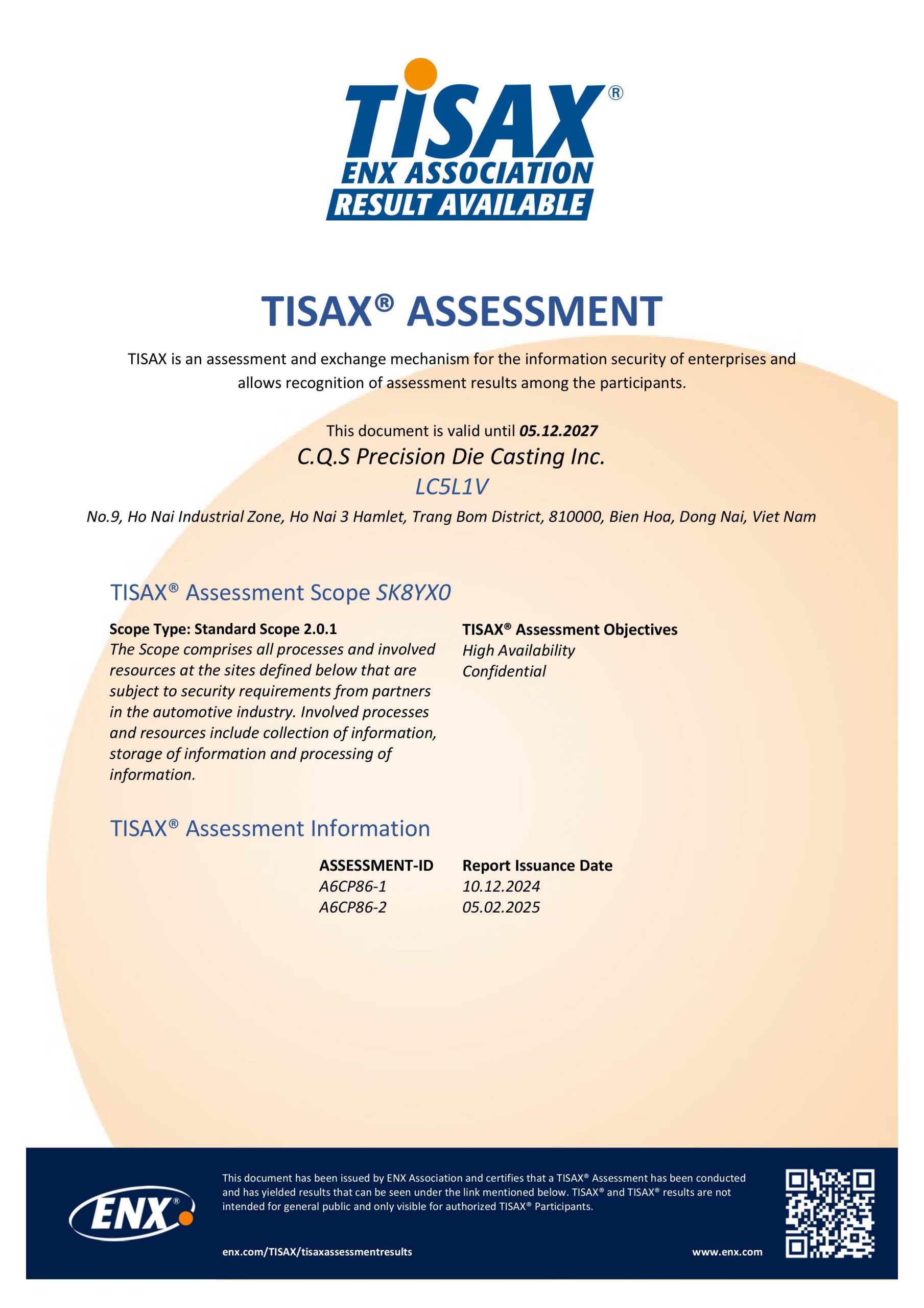 Tisax 05.02.2025-12.2027